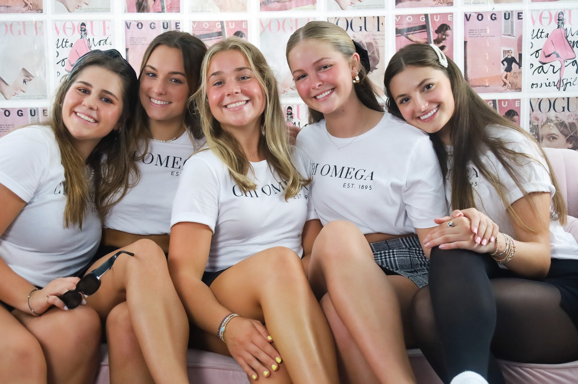 Chi Omega sorority members posing at TallyBooth photo booth event
